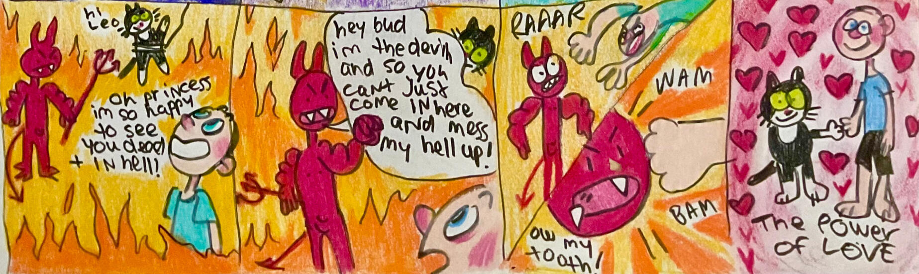 Princess comics are about processing the death of my cat, Princess. They’re all pretty silly, but the third is pretty sad! Includes 13 pages of artwork. 4 short comics made in 2018 and 2020. Also includes an unfinished comic from 2024.